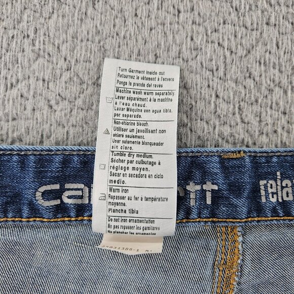 Carhartt Jeans Mens 40x32 Blue Relaxed Work‎ Utility Carpenter Pants Double Knee - Picture 7 of 16